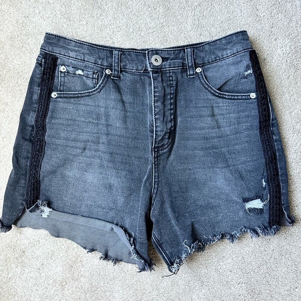 INC black distressed denim shorts size 6
